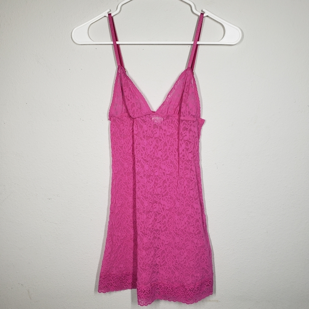 Victoria’s Secret Hot Pink Lace Slip Dress Size Small Adjustable Straps Lingerie
